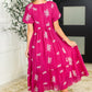 Twirl in Bloom Square Neck Dress in Hot Pink