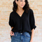 Up For Anything V-Neck Blouse in Black