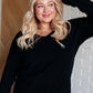 V-Neck Front Seam Sweater in Black