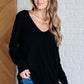 V-Neck Front Seam Sweater in Black