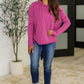 Wander & Rest Cable Ribbed Knit Drop Shoulder Top in Plum