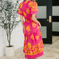 Whispering Willow V-Neck Dress in Fuchsia