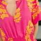 Whispering Willow V-Neck Dress in Fuchsia