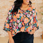 Willow Bell Sleeve Top in Black and Persimmon Floral