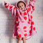 Kids Oversized Hoodie Blanket in Strawberry