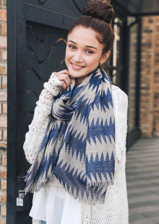 Aztec Frayed Edged Scarf