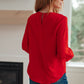 Peaceful Moments Smocked Sleeve Blouse in Red