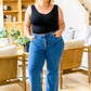 Caitlin High Rise Split Hem Straight Jeans