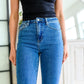 Caitlin High Rise Split Hem Straight Jeans
