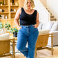Caitlin High Rise Split Hem Straight Jeans