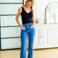 Caitlin High Rise Split Hem Straight Jeans
