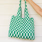 Checkerboard Lazy Wind Big Bag in Green & White