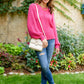 Claim The Stage Knit Sweater In Hot Pink