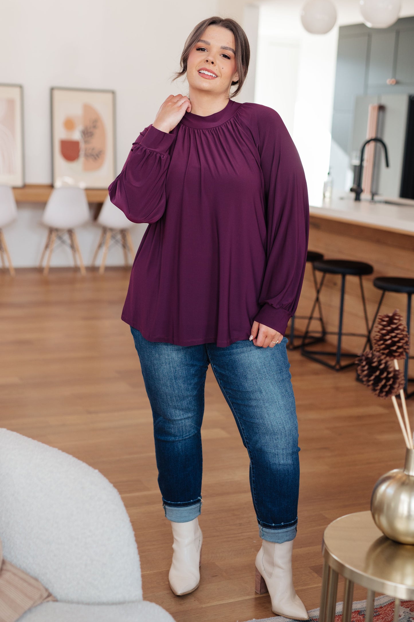 Closing Time Mock Neck Blouse