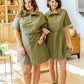 Darla Button Up Collared Dress in Olive