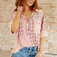 Easy to Please Plaid Color Block Top