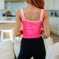 Effortless Reversible Mineral Wash Ribbed Tank in Neon Coral