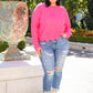 First Meeting Scallop Hem Sweater In Hot Pink