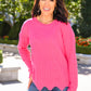 First Meeting Scallop Hem Sweater In Hot Pink