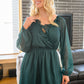 Front And Center Balloon Sleeve Dress in Green
