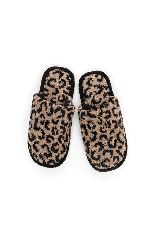 Fuzziest Feet Animal Print Slippers In Mocha