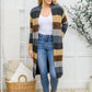 Fuzzy Longline Cardigan In Blue & Cocoa