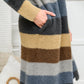 Fuzzy Longline Cardigan In Blue & Cocoa