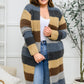 Fuzzy Longline Cardigan In Blue & Cocoa