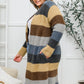 Fuzzy Longline Cardigan In Blue & Cocoa
