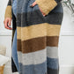 Fuzzy Longline Cardigan In Blue & Cocoa