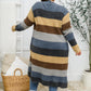 Fuzzy Longline Cardigan In Blue & Cocoa