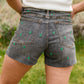 Hi-Waisted Cactus Embroidery Cutoffs