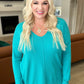 V-Neck Front Seam Sweater in Turquoise