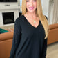 V-Neck Front Seam Sweater in Black