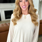 Mineral Wash Ribbed Scoop Neck Top in Sand Beige
