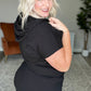 Short Sleeve Hoodie Dress in Black