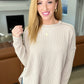 Textured Line Boat Neck Long Sleeve Top in Ash Mocha