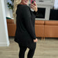 Buttery Soft V-Neck Long Sleeve Loungewear Set in Black