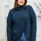 Janie Asymmetric Cowl Neck Jacket In Navy