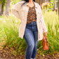 Just For Fun Long Sleeve V Neck Animal Print Top