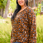 Just For Fun Long Sleeve V Neck Animal Print Top