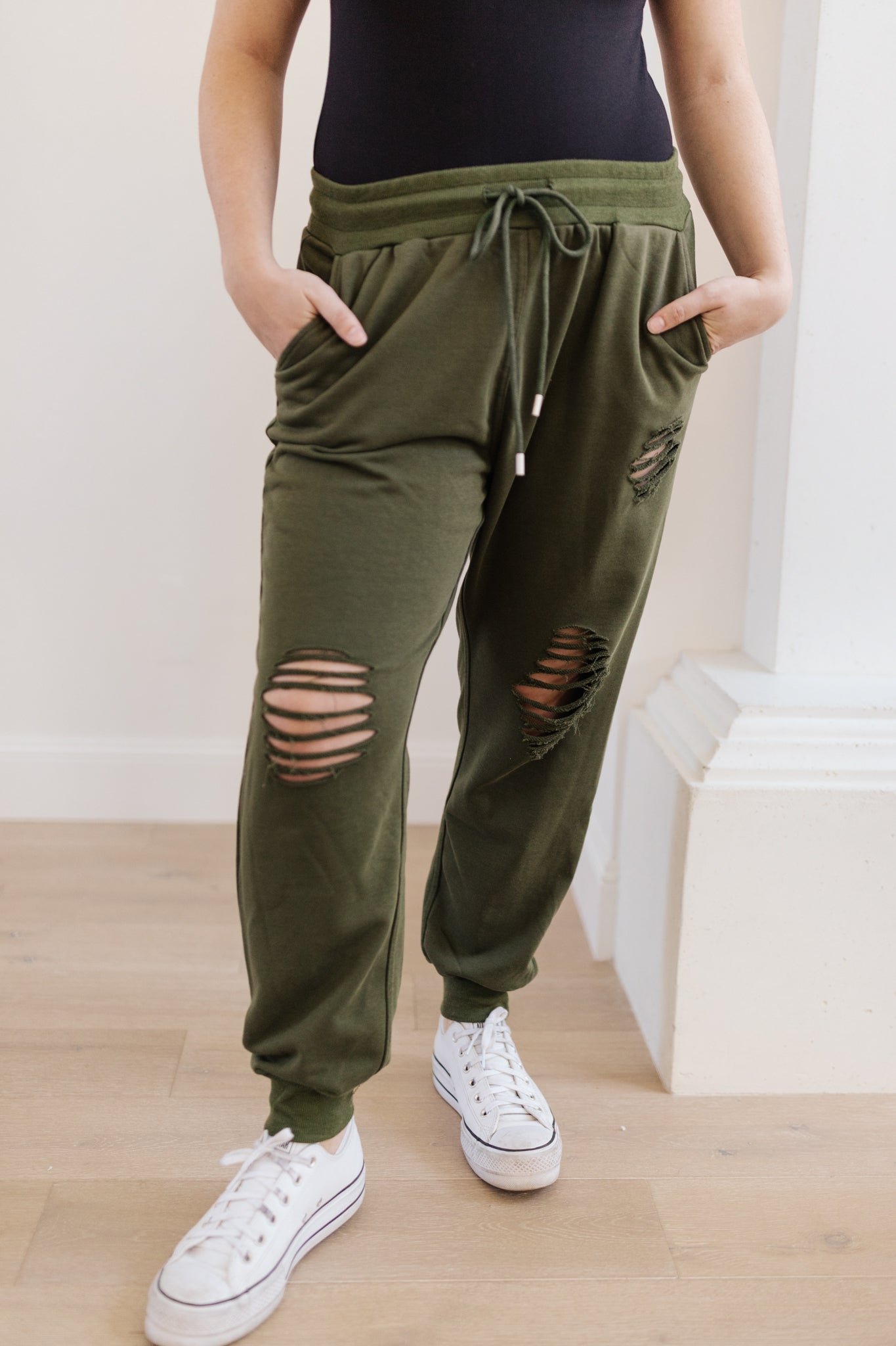 Ripped hot sale khaki joggers