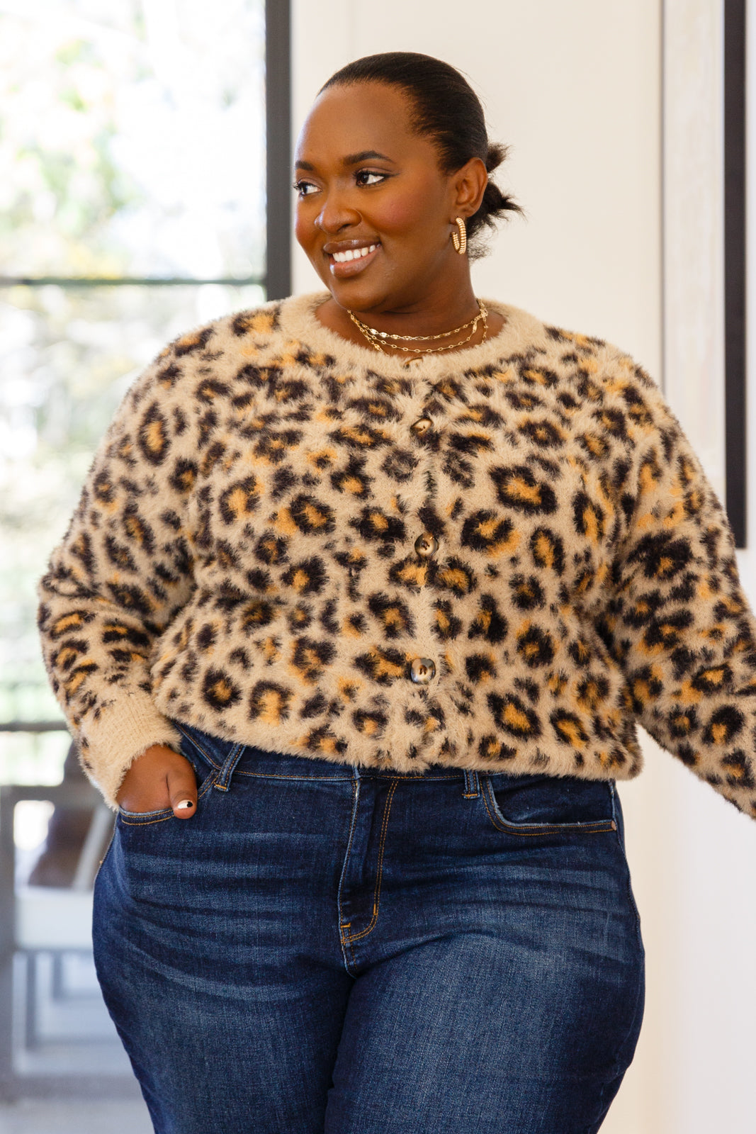 Plus size 2025 animal print cardigan