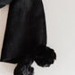 Knitted Fuzzy Pom Pom Scarf In Black