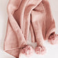 Knitted Fuzzy Pom Pom Scarf In Blush