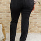 Kortney Mid Rise Straight Leg Jeans In Washed Black