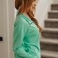 Let Me Think On It Half Zip Pullover in Mint