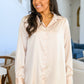 Loved For Years Satin Button Up In Beige