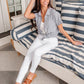 Marina Striped Top In Charcoal