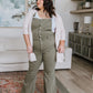 Olivia Control Top Release Hem Overalls in Olive